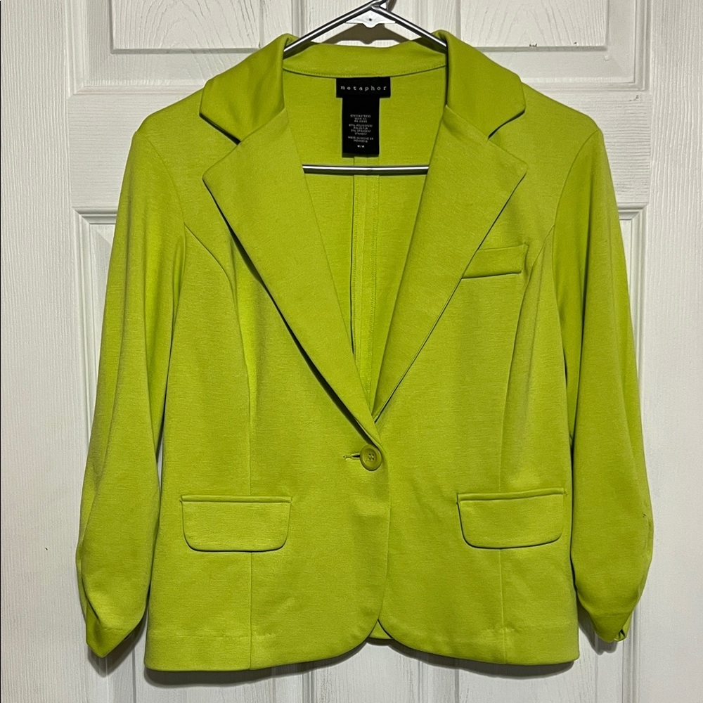 Metaphor by Maurices Lime Green Ruched Sleeve Blazer – Size M
